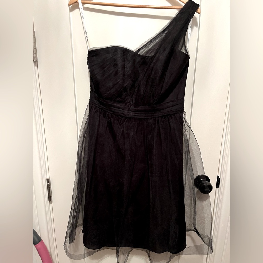 David’s Bridal Tulle Dress Size 8 | Elegant Black One-Shoulder Dress